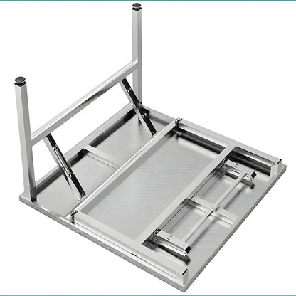 Square Folding Utility Table Home Restaurant Stainless Steel Dinner Tables Outdoor Indoor Portable Foldable Wedding Dining Table