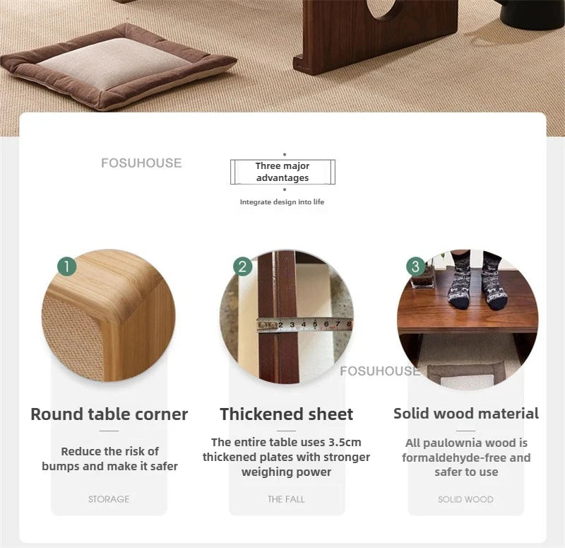 Japanese Solid Wood Coffee Table for Living Room Furniture Sofa Side Table Light Luxury Minimalist Household Window Small Table
