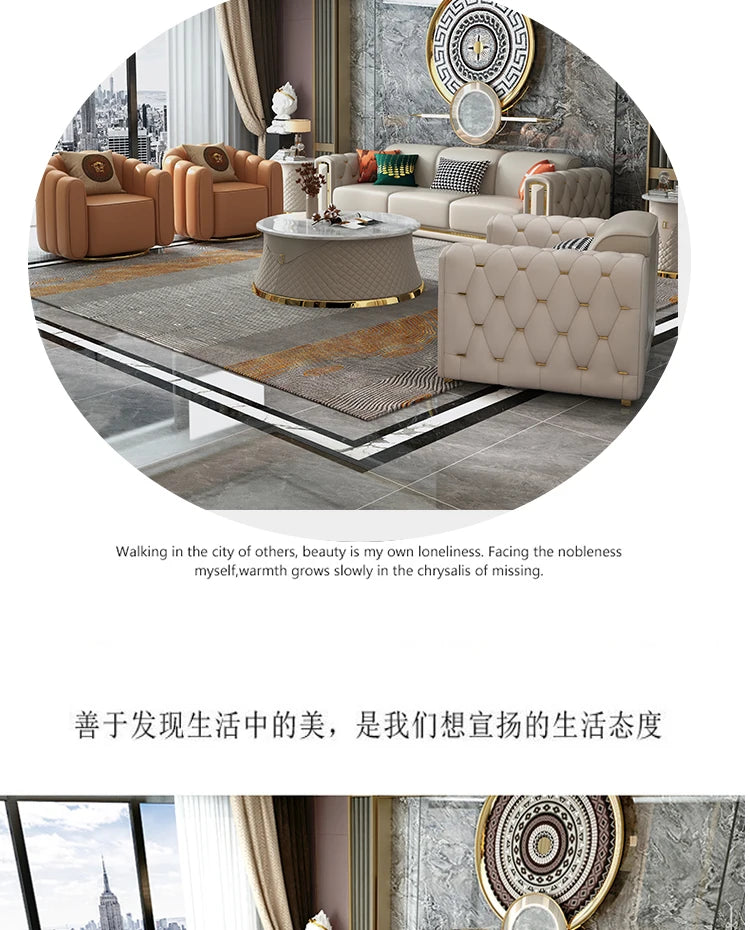 A2-7   new light luxury leather sofa living room combination size modern simple first-layer cowhide sofa