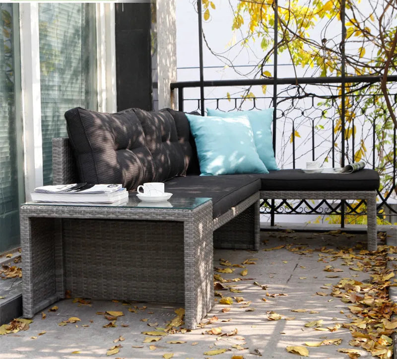 Outdoor sofa combination garden hotel terrace living room courtyard balcony leisure furniture rattan sofa rattan imitation