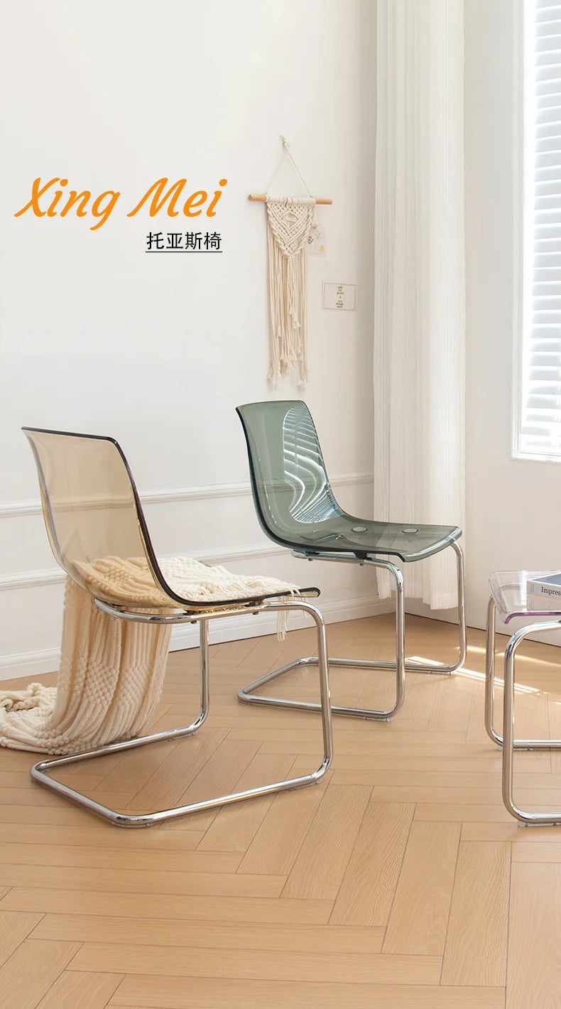 Transparent Acrylic Toyas Chair, Home Backrest Dining Chair, Nordic Minimalist Designer Desk, Coffee Shop Dining Table Chairs