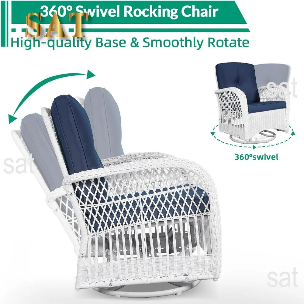 Outdoor conversation bistro, terrace rotary glider rocking chair rattan furniture