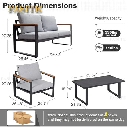 2025 New Patio Furniture Set, 4 Pieces Outdoor  with Removeble, Washable and High-Resiliency Sponge Cushions