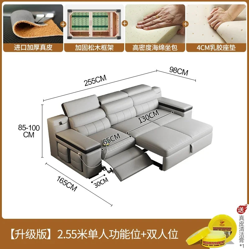Designer Leather Sofa Living Room Ajustable Lounge Foldable Sofa Reclinable Modular Minimalist Woonkamer Banken Lounge Furniture