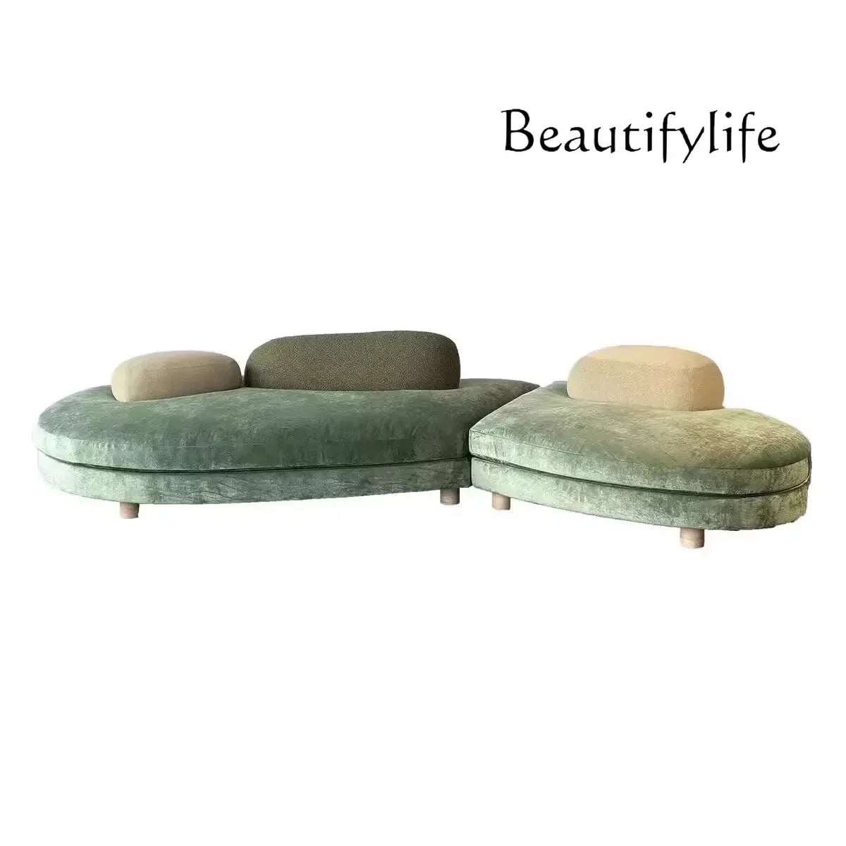 1PCS kXS French Pebble Sofa Designer Large Flat Layer Love Special-shaped Green Fabric Module Combination Arc