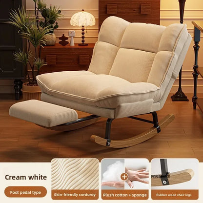Nordic Widen Living Room Sofas for Living Room Adults Can Rocking Single Sofas for Balcony Leisure Corduroy Rocking Lazy Chair