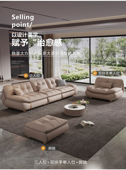 Aesthetic Classic Living Room Sofas White Real Leather Luxury Soft Sofa Lounge Lazy Modern Woonkamerbanken Furniture For Home
