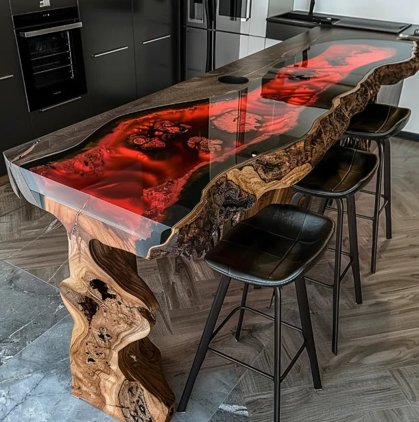 Walnut Kitchen Home Furniture Factory Direct Cafe Coffee Solid Restaurant River Epoxy Dining Table