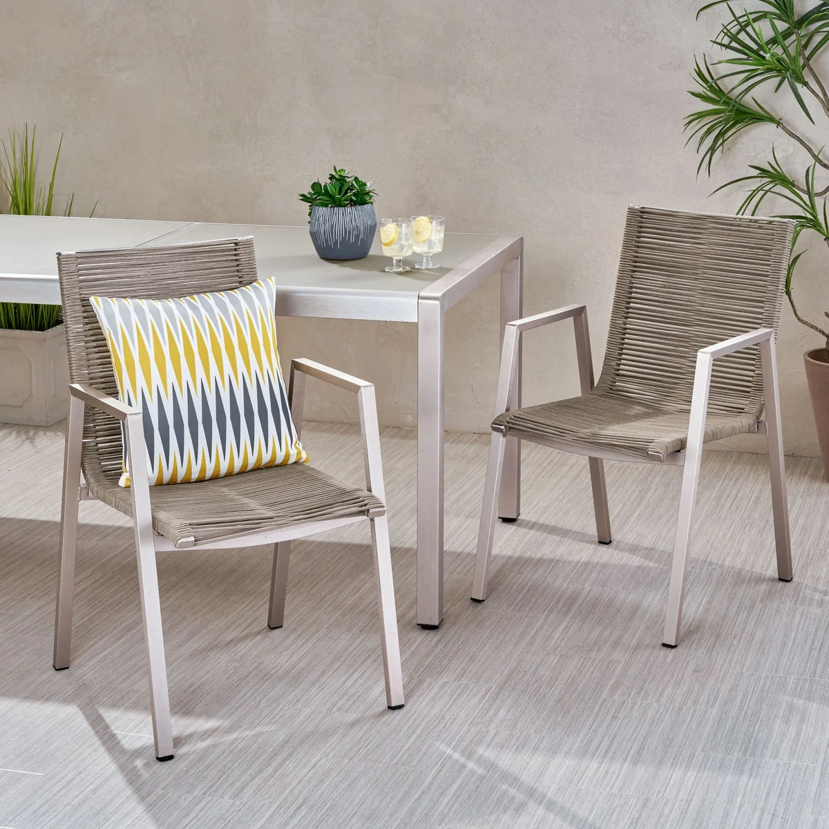 Steel Conversation Accent Furniture for Patio (Set of 2) for Porch, Backyard, Garden, Indoor