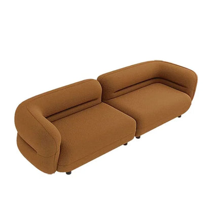 Cream style sofa, simple curved corner combination lamb wool sofa