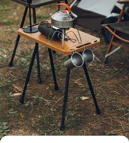Folding Table for Camping Height Adjustable Outdoor Portable Lightweight with Carry Bag Two-Sides Hanging Cookware Hiking Picnic