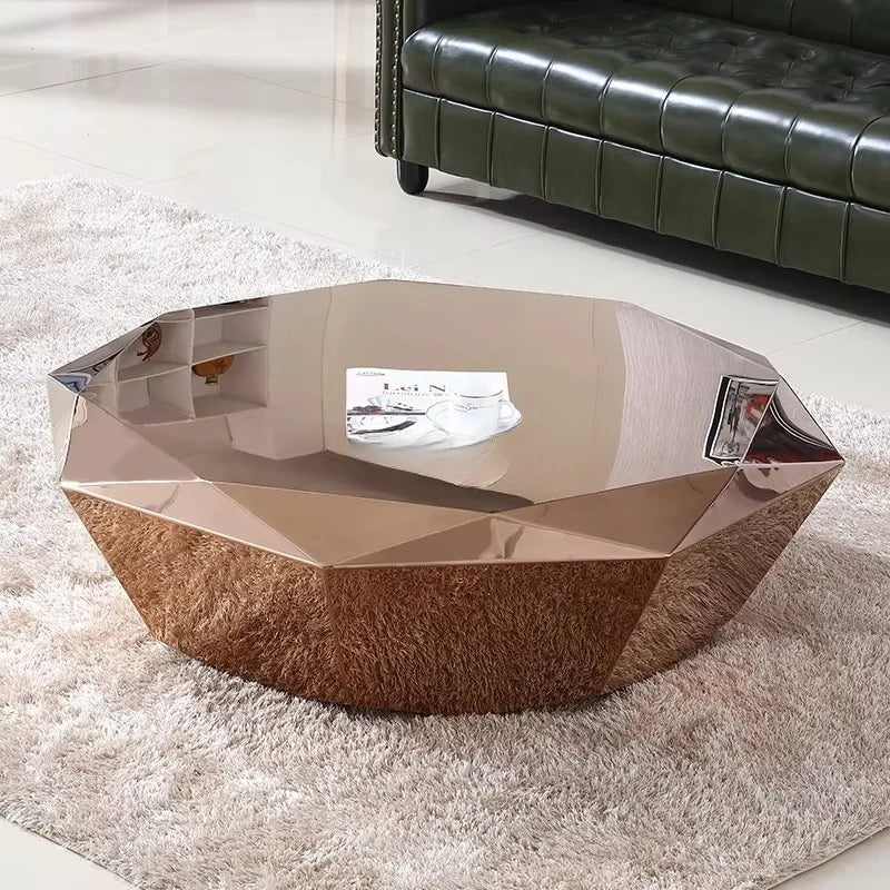 Modern Minimalist Luxury Diamond Stainless Steel Coffee Table Living Room Furniture Shaped  Center Table Tea Table Escritorios