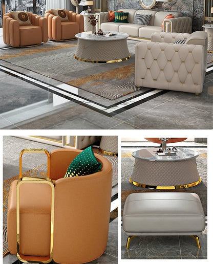 A2-7   new light luxury leather sofa living room combination size modern simple first-layer cowhide sofa