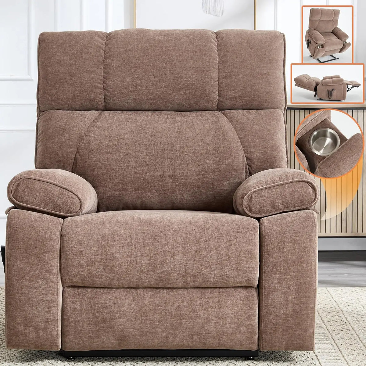 Extra Large Dual Motor Power Lift Recliner Chair, Lift Chair with Massage and Heat for Elderly, Lay Flat Recliner,, Customized