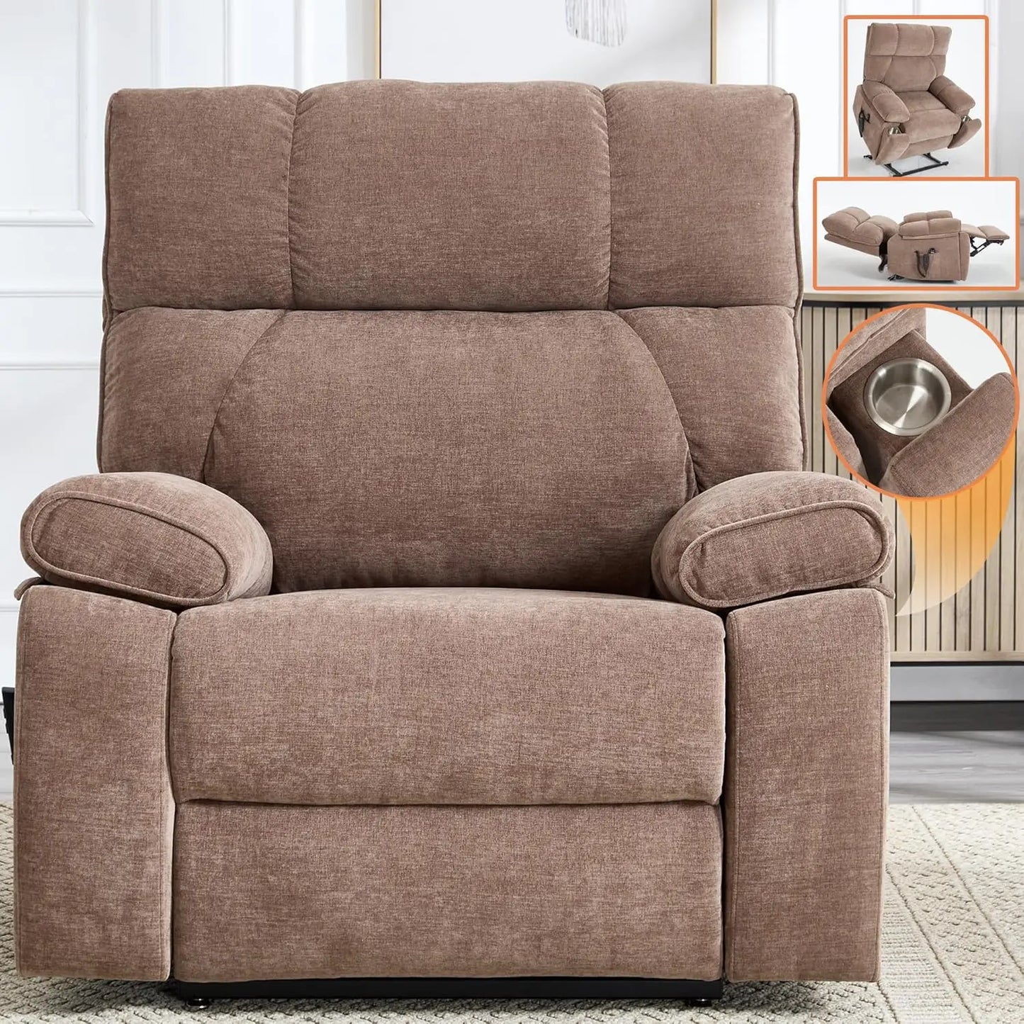Extra Large Dual Motor Power Lift Recliner Chair, Lift Chair with Massage and Heat for Elderly, Lay Flat Recliner,, Customized