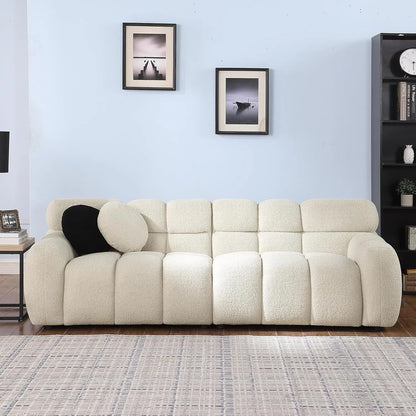 Boucle Sofa for Living Room, Cloud Couch with Solid Eucalyptus Frame & Cloud Pillow, Mid Century Modern Couch -Customized
