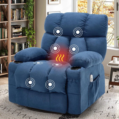 "Oversized Massage Recliner - Vibration/Heat Rocker with Side Pocket & USB Port, Ergonomic Nursery Chair for Living Room"