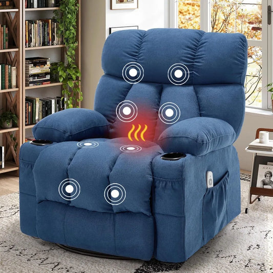 "Oversized Massage Recliner - Vibration/Heat Rocker with Side Pocket & USB Port, Ergonomic Nursery Chair for Living Room"
