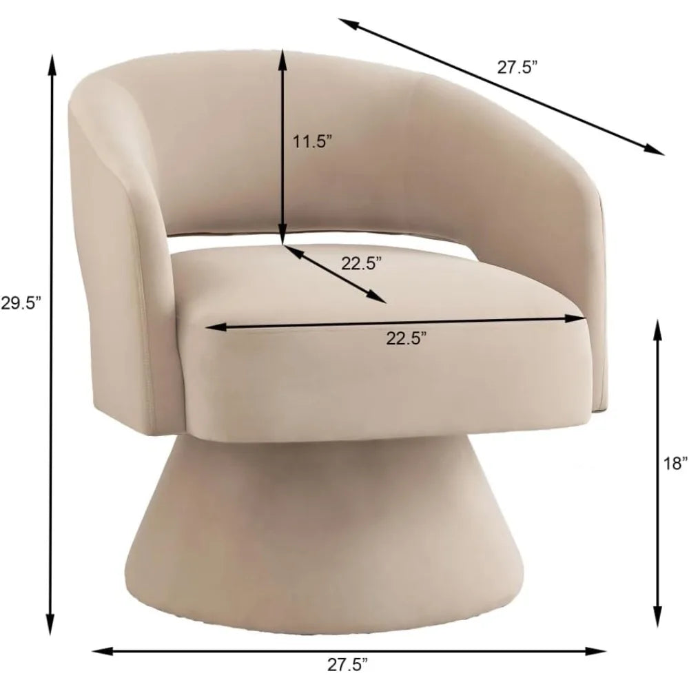 Swivel Barrel Chair, Modern Upholstered Velvet Accent Chair with Open Backrest, Comfy Single Sofa Chair Armchair with 360 Degree