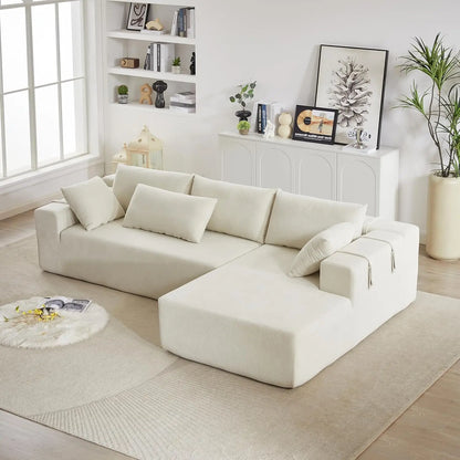 108'' L-Shaped Modular Sectional Sofa, Upholstered Chenille Cloud Couch with 6 Pillows, Cozy Deep Seat Couch for Living Room