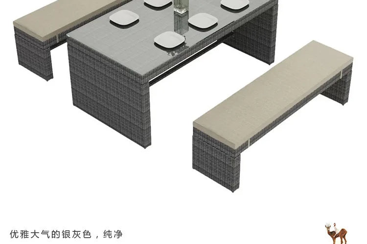 Outdoor rattan chair three-piece combination outdoor courtyard terrace table and chair wrought iron rattan leisure chair balcony
