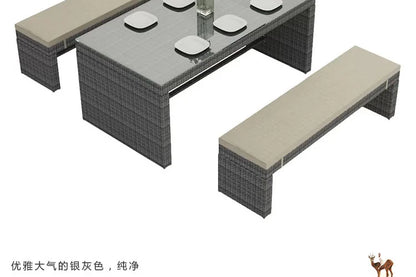 Outdoor rattan chair three-piece combination outdoor courtyard terrace table and chair wrought iron rattan leisure chair balcony