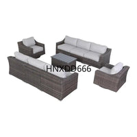 Outdoor 8-Person Wicker Seating Set - Fully Assembled with Soft Cushions for Comfort and Style