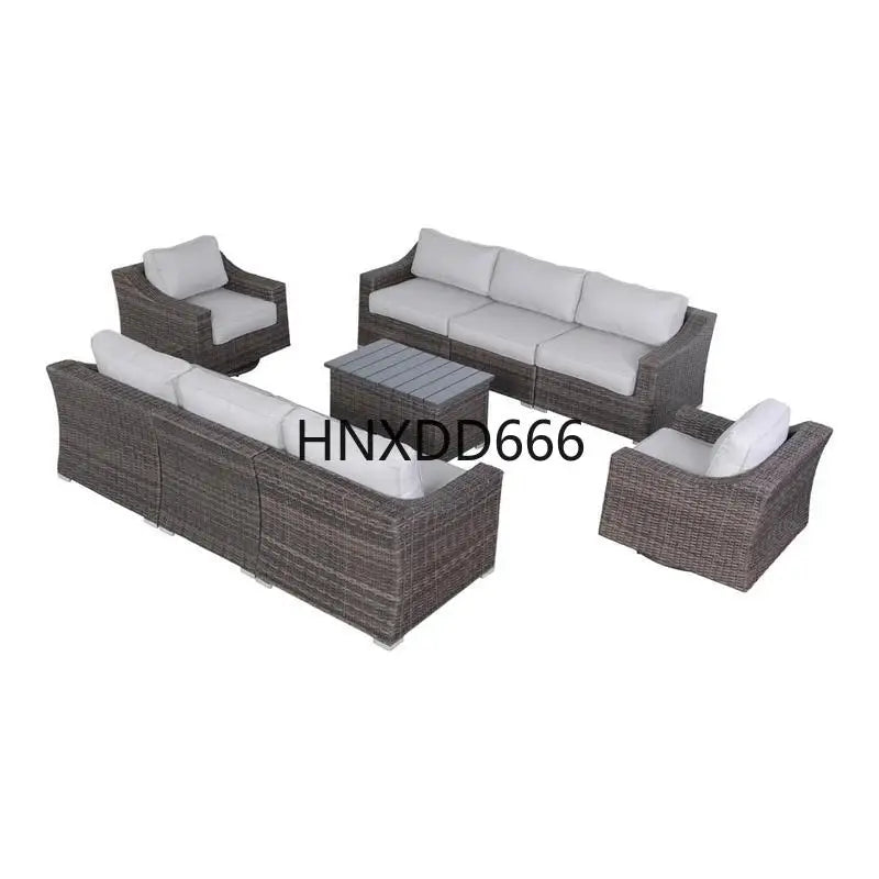 Outdoor 8-Person Wicker Seating Set - Fully Assembled with Soft Cushions for Comfort and Style