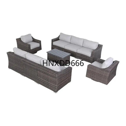 Outdoor 8-Person Wicker Seating Set - Fully Assembled with Soft Cushions for Comfort and Style