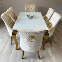 Set Luxury Simple Premium Beige Chair Dining Table