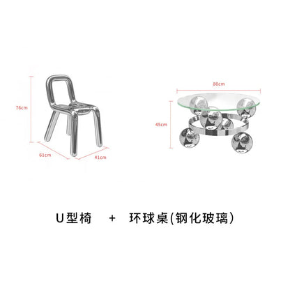 CZ Vintage Stainless Steel Irregular Single Chair Home Backrest Minimalist Industrial Style Restaurant Leisure Dining Chair