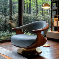 Walnut leather ingot chair light luxury single sofa