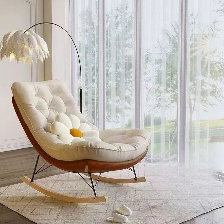 Honeycomb Recliner Rocking Chair Adjustable Backrest Foldable Comfortable Lazy Lounge Chair Bed Balcony Living Room Furniture