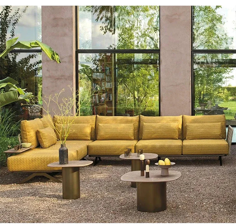 Nordic Designer Outdoor Garden Sofas Villa Leisure Area Lazy Sofa Home Balcony Sofa Chair Combination Luxury Outdoor Furniture L