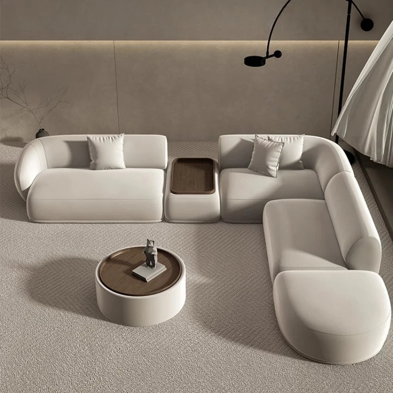 Curved Sofa Special Shaped Designer Beauty Salon Couch Lounge Area Sofa Coffee Table Set Furniture Velvet Living Room Sofas