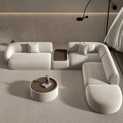 Curved Sofa Special Shaped Designer Beauty Salon Couch Lounge Area Sofa Coffee Table Set Furniture Velvet Living Room Sofas