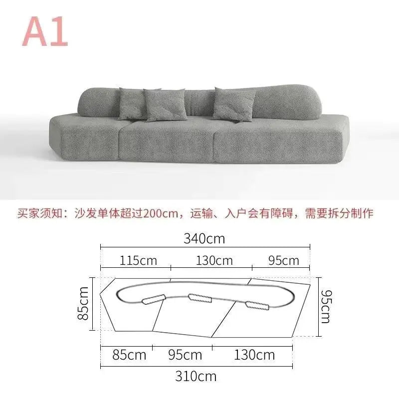 Fabric Sofa Combination Villa Large Apartment Sitting Italian Rock Irregular Special-shaped Large Flat Edta Double-sided