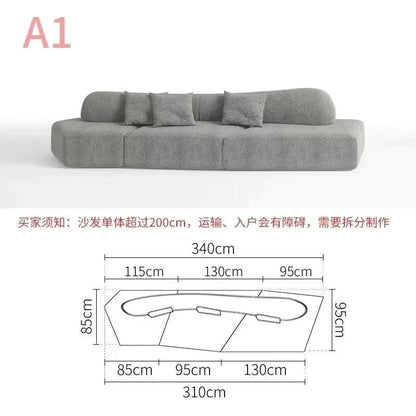 Fabric Sofa Combination Villa Large Apartment Sitting Italian Rock Irregular Special-shaped Large Flat Edta Double-sided