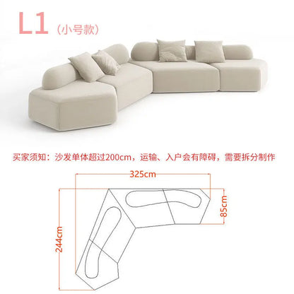 Fabric Sofa Combination Villa Large Apartment Sitting Italian Rock Irregular Special-shaped Large Flat Edta Double-sided