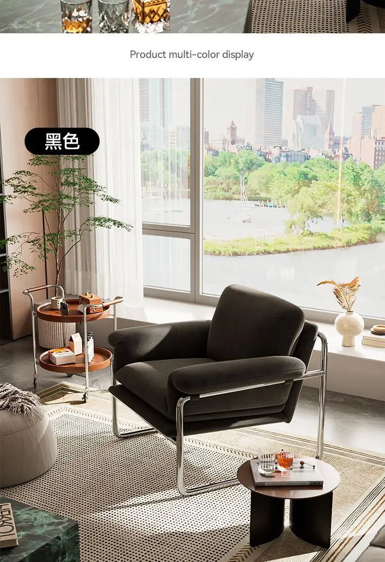 Bauhaus Antique Style Stainless Steel Designer Sofa Chair Living Room Home Balcony Leisure Recliner Negotiation Chair