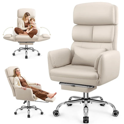 Big and Tall Office Chair 500LBS, Ergonomic High Back Leather Executive Chair, Reclining Swivel with Adjustable, Customized