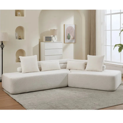 [NEW ARRIVED] [VIDEO PROVIDED] 128"Minimalist Cloud Sectional Couch Modern Couches 4-Seater No Assembly Two modular sofa Boucle