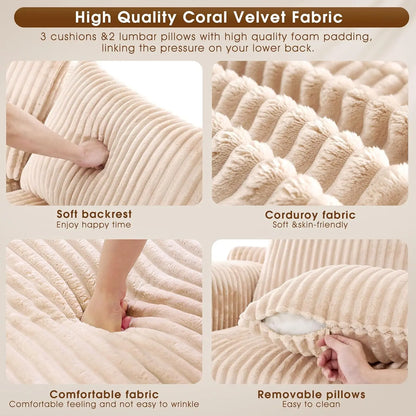 Cloud Modular Sofa Couch with L-Shape Chaise,Modern Sectional with Deep Seat, Upholstered Couches for Living Room Bedroom,No Ass