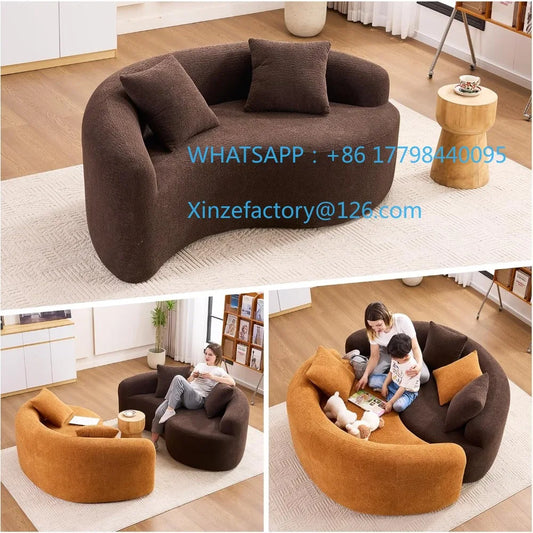 Customizable 66.9'' Modular Sectional Loveseat, Chenille Upholstered Boneless Curved Loveseat with Deep Seat,Combination Round S