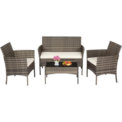outdoor patio furniture set wicker patio set pe rattan furniture bistro set for outdoor indoor use with loveseats coffee table,