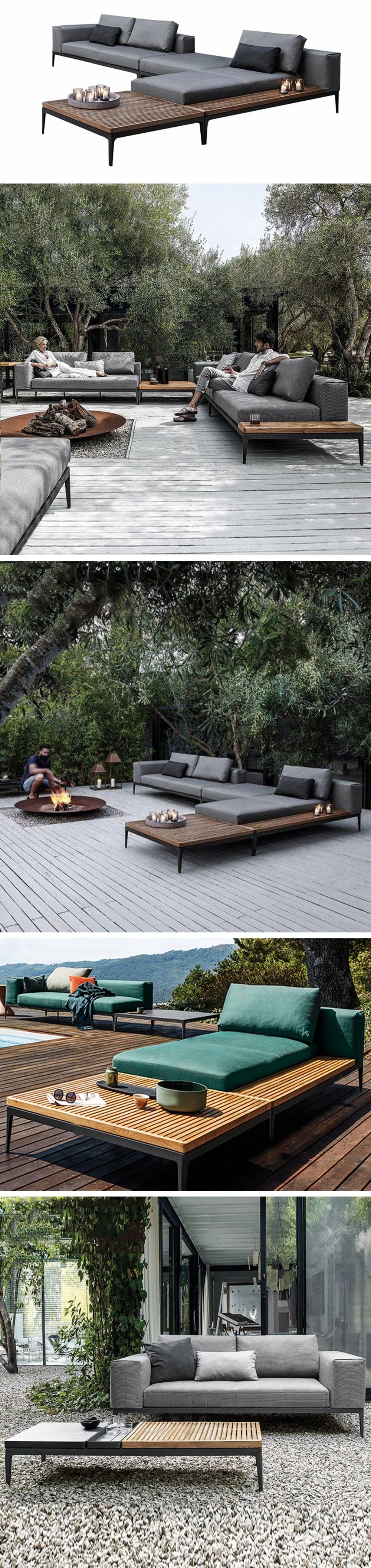 Nordic Modern Hotel Terrace Leisure Sofa Set Wicker Outdoor Garden Furniture Aluminum Frame Outdoor Use