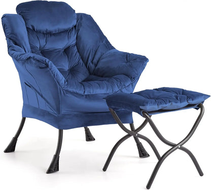 [Limited Stock!]2025 Lazy with Ottoman, Comfy Reading Lounge Accent Modern Floral with Footrest Butterfl