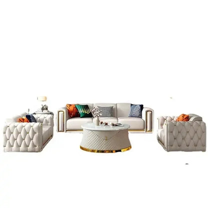 Italian Modern Luxury Art Style Leather Sofa Set Villa Living Room Furniture Leather Combination Sofa Set Support Customization