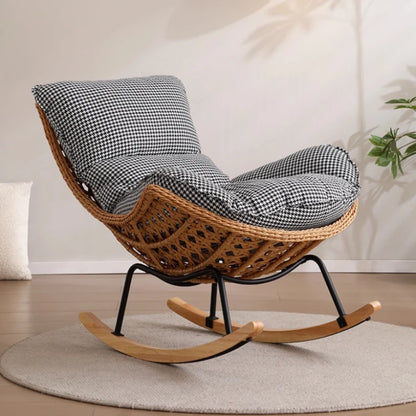 Modern Rocking Lounge Chair for Balcony Woven Rattan Lobster Chair Indoor Swing Seat Comfortable Single Sofa for Living Room