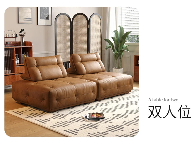 Adults Sleep Living Room Couch European Brown Villa Modular Corner Sectional Sofa Double Lounge Leather Canape Salon Furniture